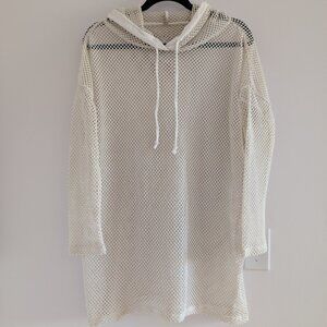 3/$30 Gold Tone hooded mesh swim suit cover